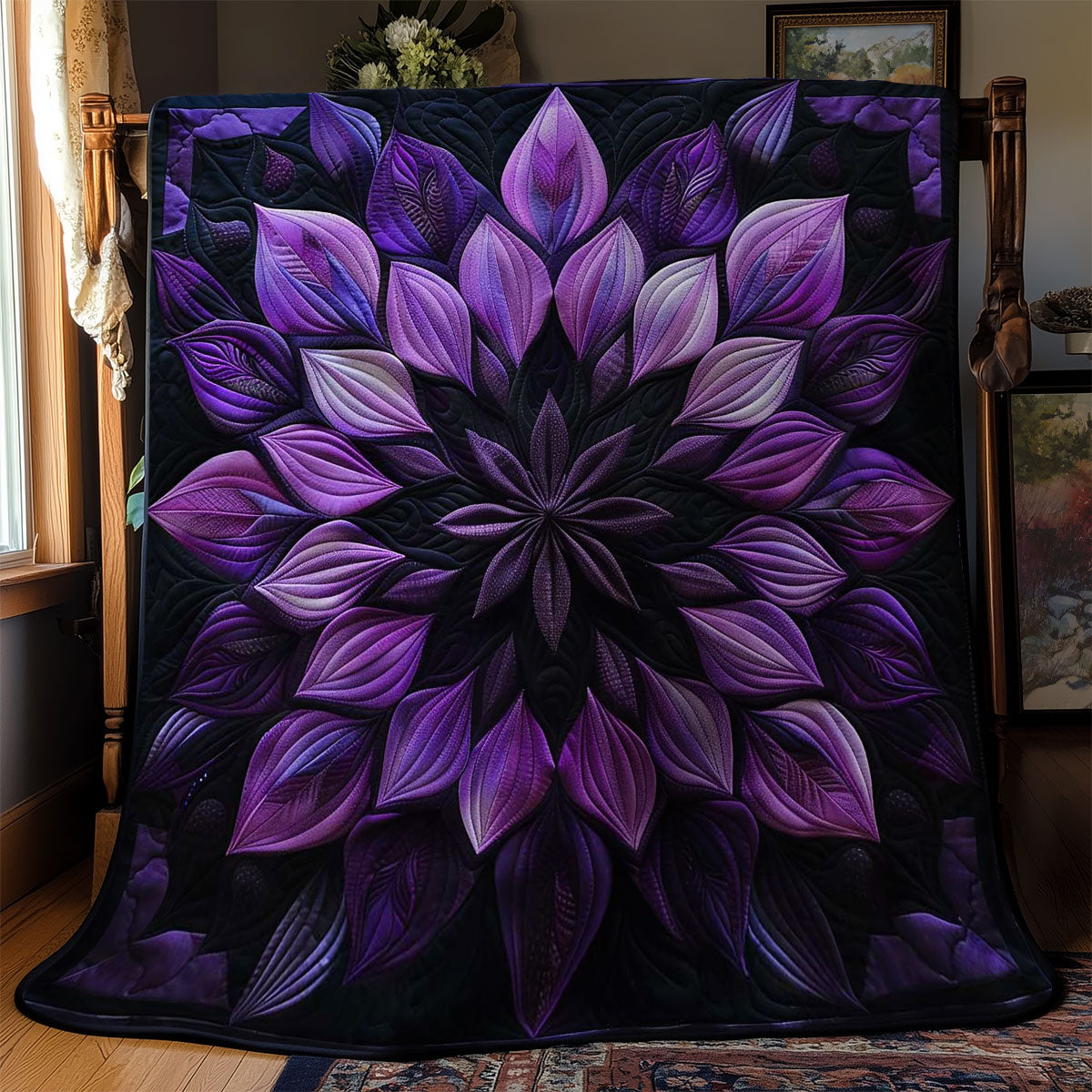 Midnight Purple Flower WN0601097CL Quilt