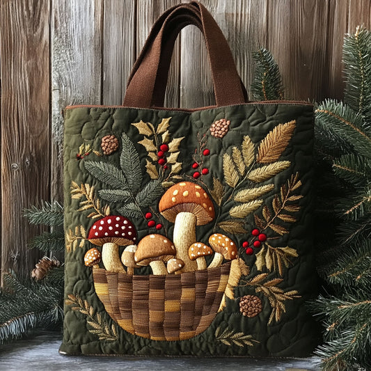 Merry Forest Mushroom WN2310037CL Quilted Tote Bag