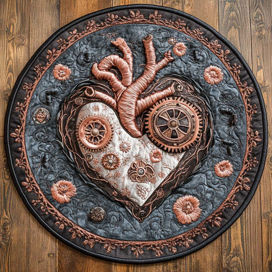 Mechanical Heart WN1005037CL Quilted Round Mat