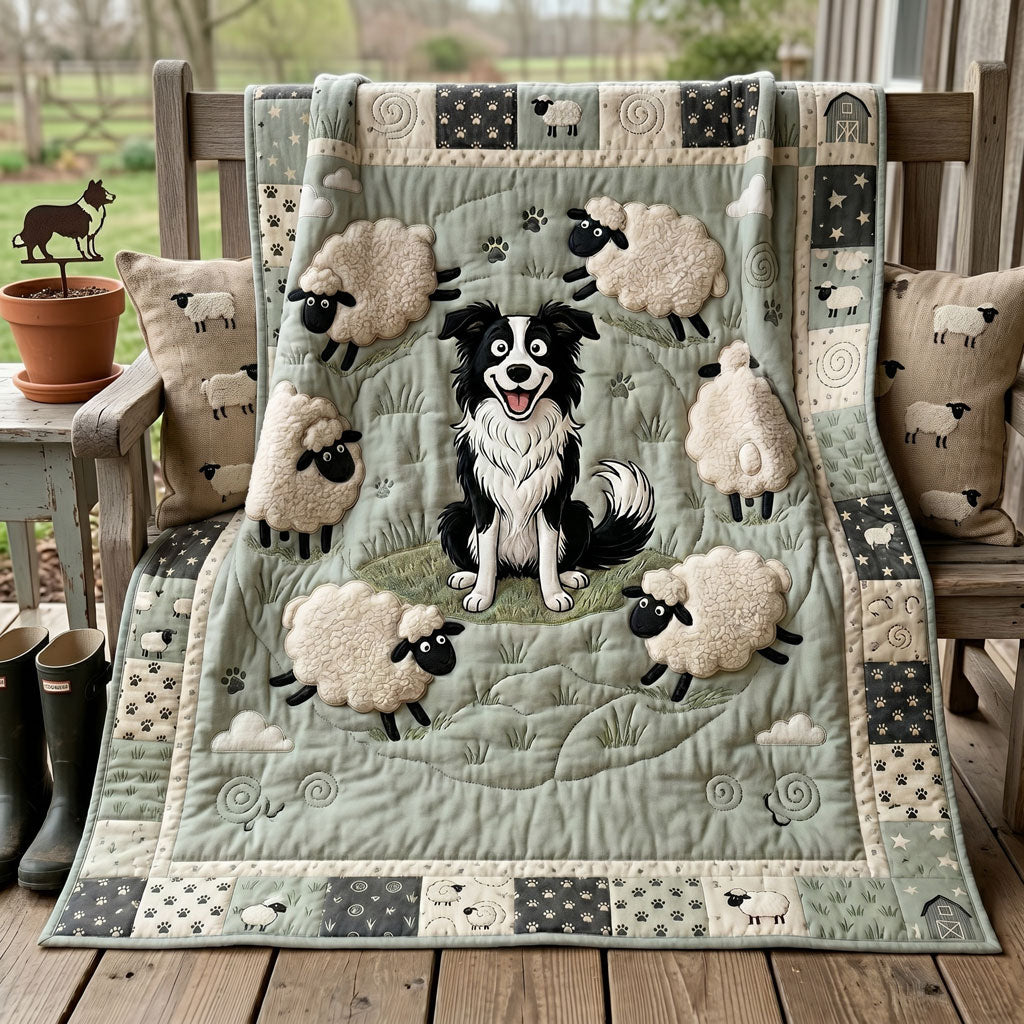 Border Collie And Sheep Meadow WN2805001CL Quilt