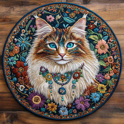 Wildflower Cat WN1005109CL Quilted Round Mat