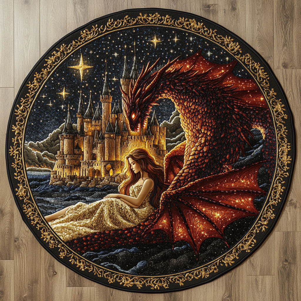 Moonlit Woman WN0307057CL Quilted Round Mat