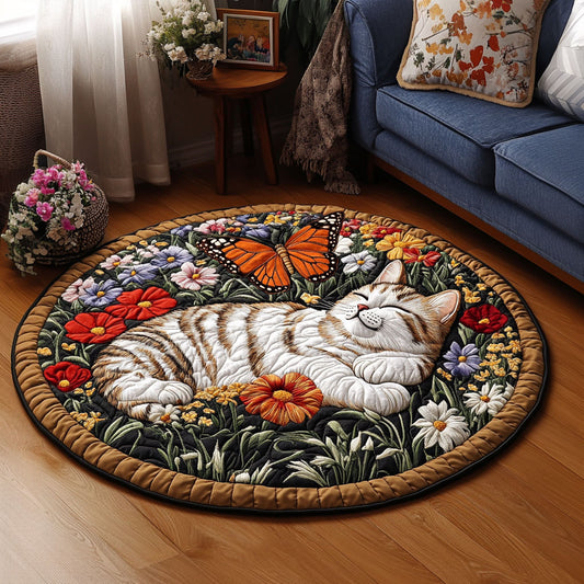 Garden of Dreams Cat KL1312022CL Quilted Round Mat