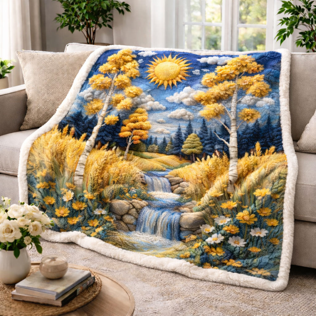 Sunlit Forest Stream KL3001008CL Faux Fur Throw Blanket