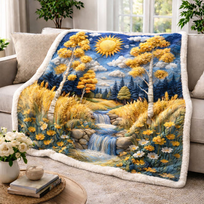 Sunlit Forest Stream KL3001008CL Faux Fur Throw Blanket