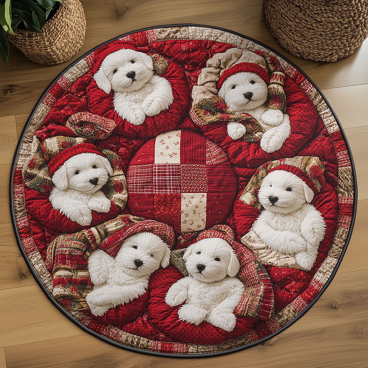 Evening Bichon Frise WN0907048CL Quilted Round Mat