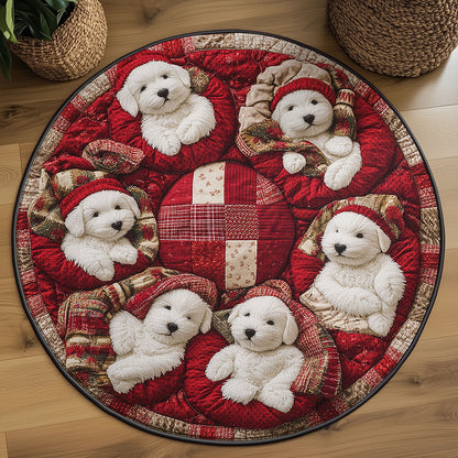 Evening Bichon Frise WN0907048CL Quilted Round Mat