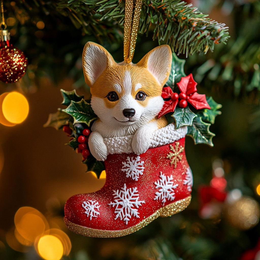 Sweet Corgi Gift CW2310041CL Christmas Ornament