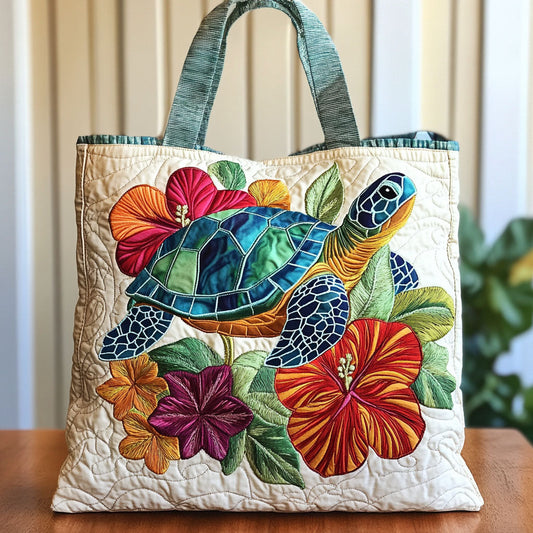 Turtle Bloom CW2409022CL Quilted Tote Bag