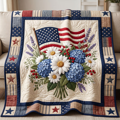 Patriotic Floral Flag WN1504016CL Quilt
