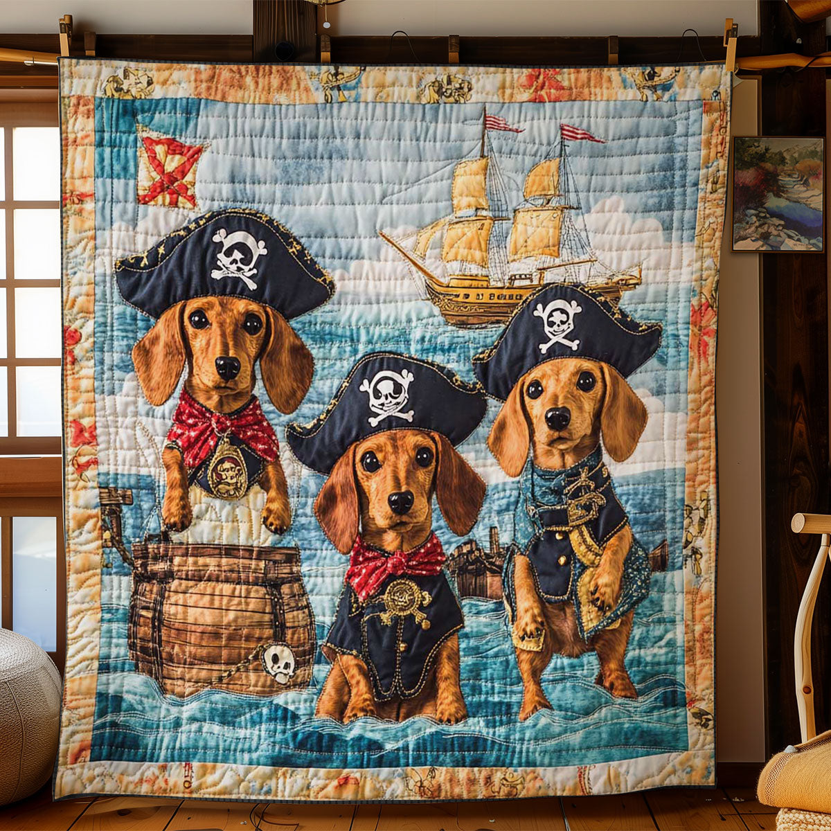 Dachshund Buccaneers WN1001030CL Quilt