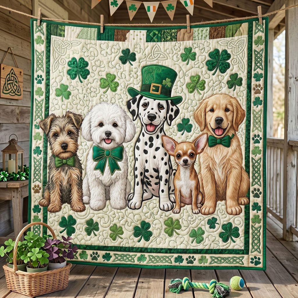 Shamrock Puppy Friends WN1105028CL Quilt