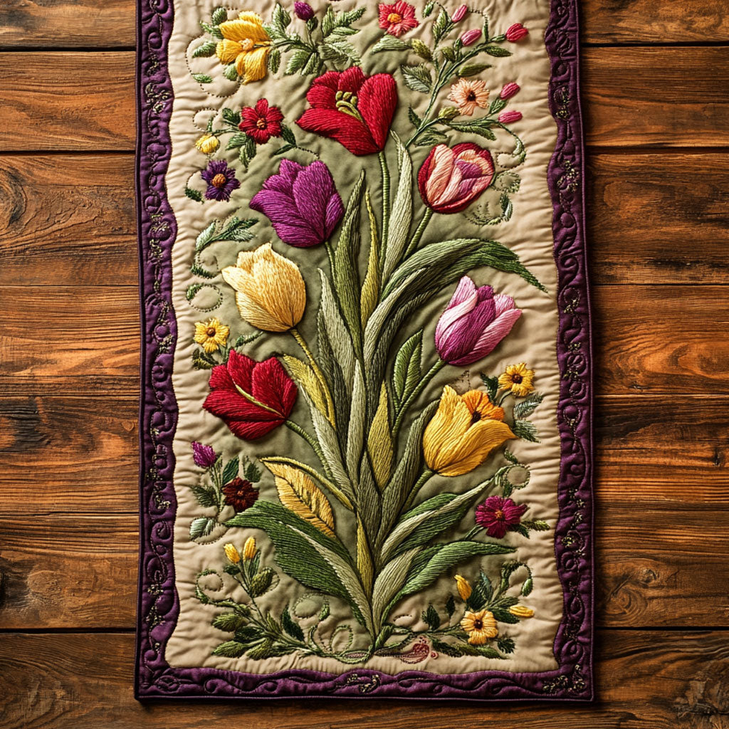 Tulip Calm Night WN1706072CL Quilted Table Runner