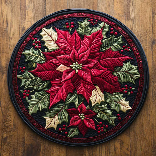 Winter Poinsettia WN2904108CL Quilted Round Mat