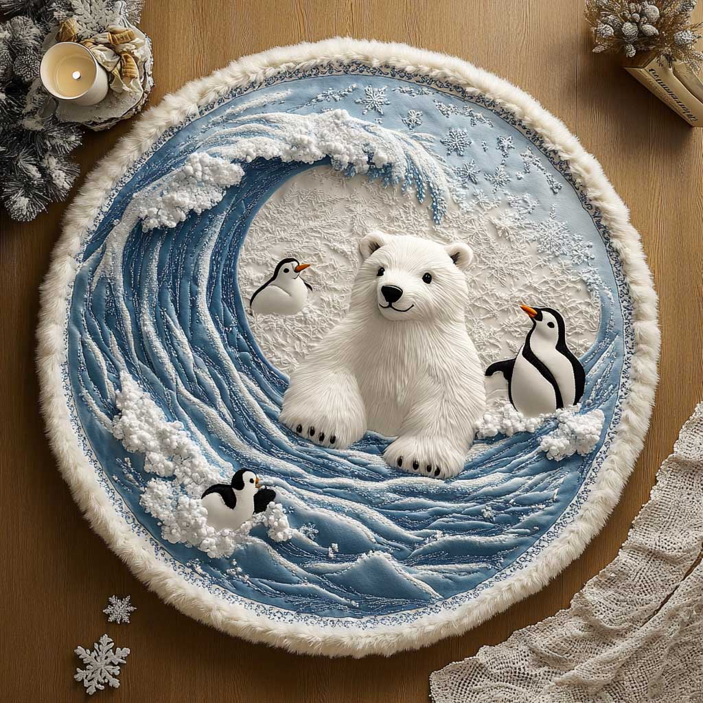 Arctic Polar Bear WN1605001CL Quilted Round Mat