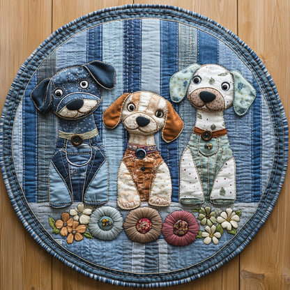 Dog In Bloom WN0207059CL Quilted Round Mat