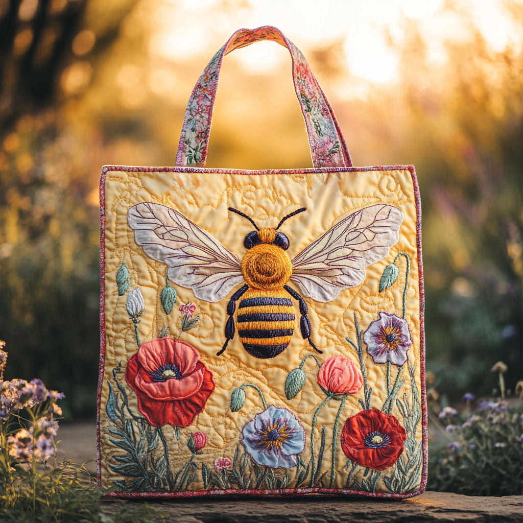 Bright Bloom Bee WN2210003CL Quilted Tote Bag