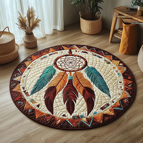 Native American Dreamcatcher QA1712029CL Quilted Round Mat