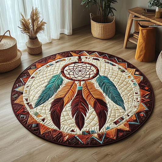 Native American Dreamcatcher QA1712029CL Quilted Round Mat