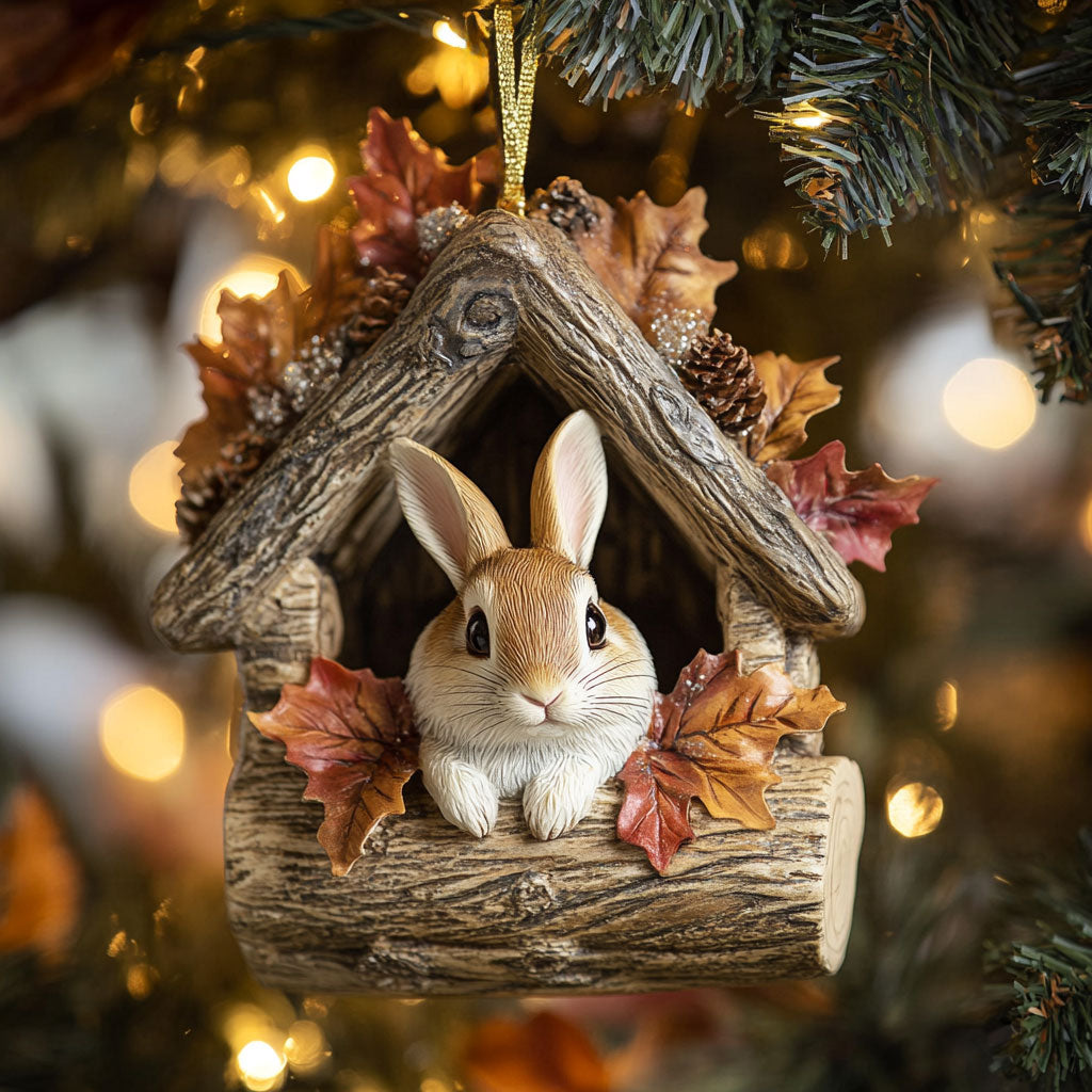 Rabbit Christmas Hideout WN2411062CL Christmas Ornament
