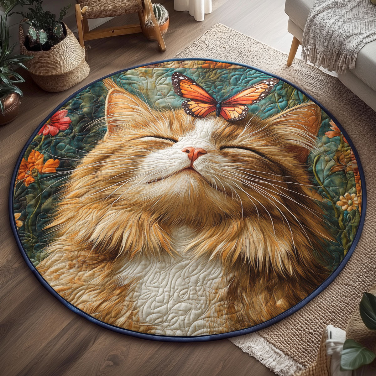 Feline Flutter Watch WJ0901141CL Quilted Round Mat