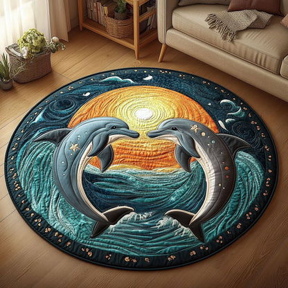 Ocean Love Dolphins KL1612021CL Quilted Round Mat