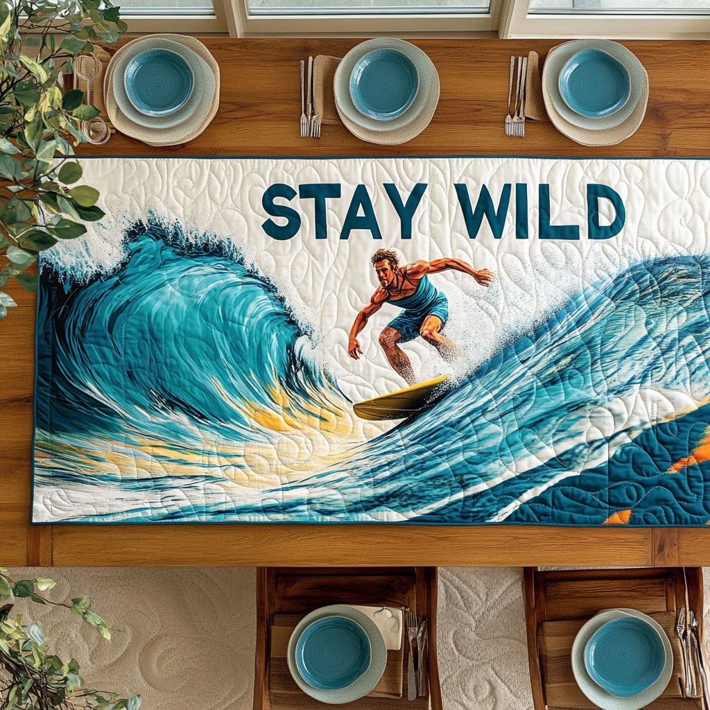 Stay Wild Surf WJ3006029CL Quilted Table Runner