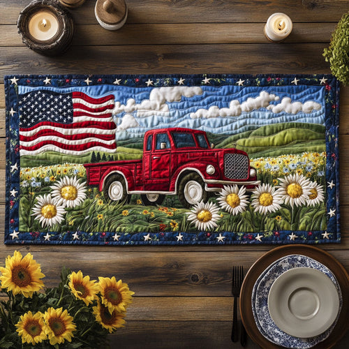 American Red Truck CW2904026CL Quilted Table Runner