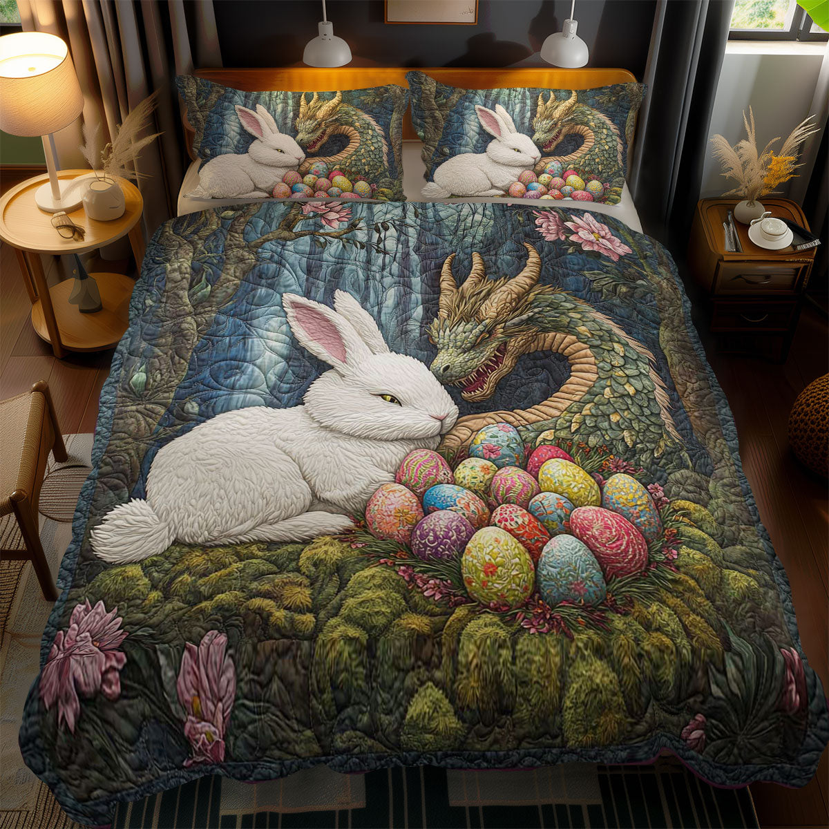 Bunny And Dragon Easter WN1701091CL Duvet Cover Set