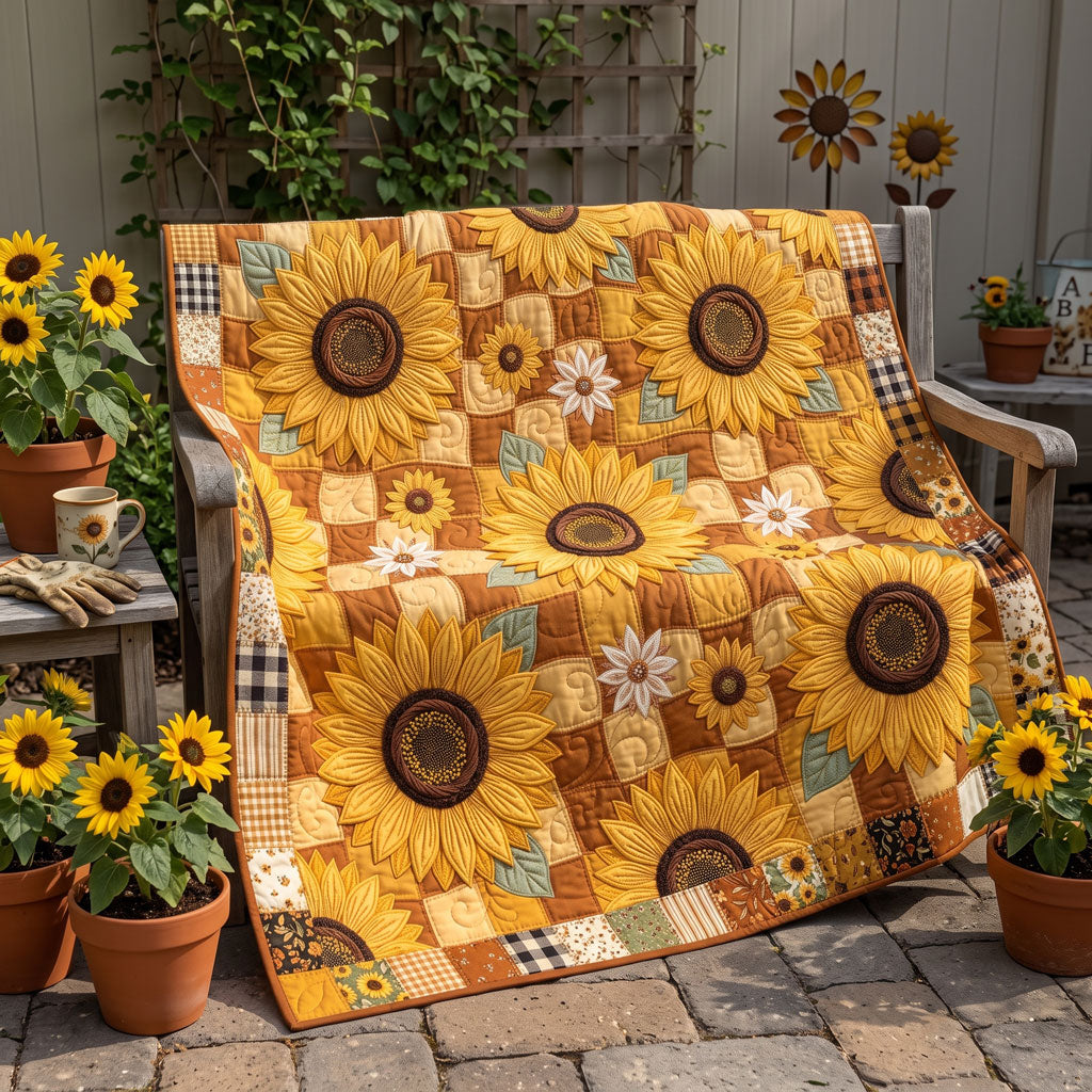 Golden Sunflower Patchwork WN2606010CL Quilt