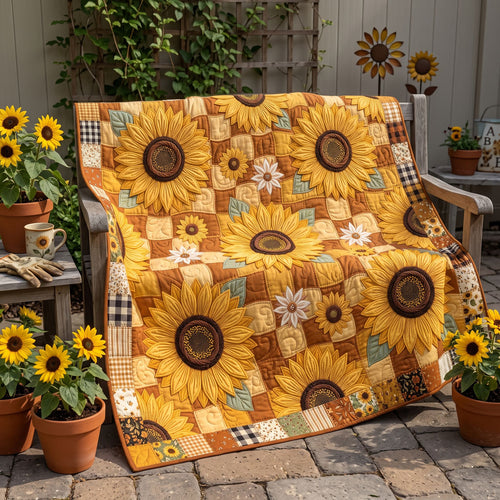 Golden Sunflower Patchwork WN2606010CL Quilt