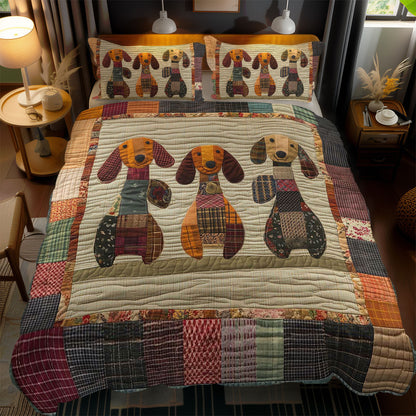 Patchwork Dachshund Trio WN1103138CL Duvet Cover Set