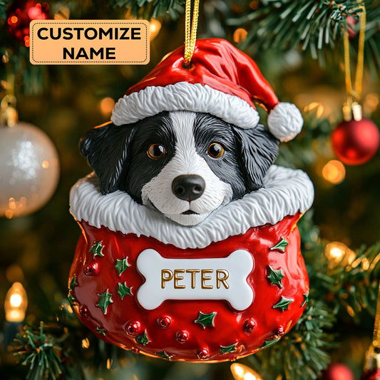 Border Collie Holiday CW0412002CL Personalized Christmas Ornament