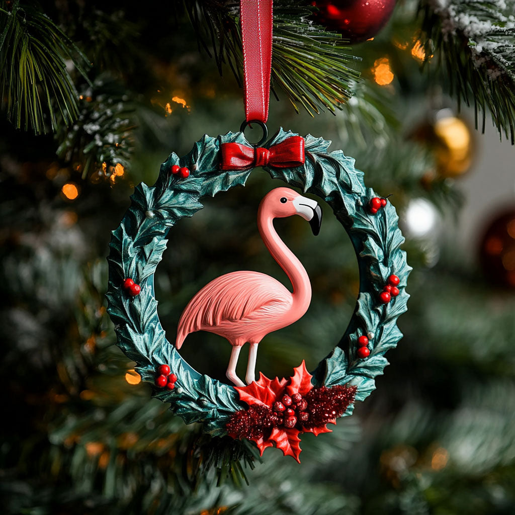 Flamingo Wreath WJ1612018CL Christmas Ornament