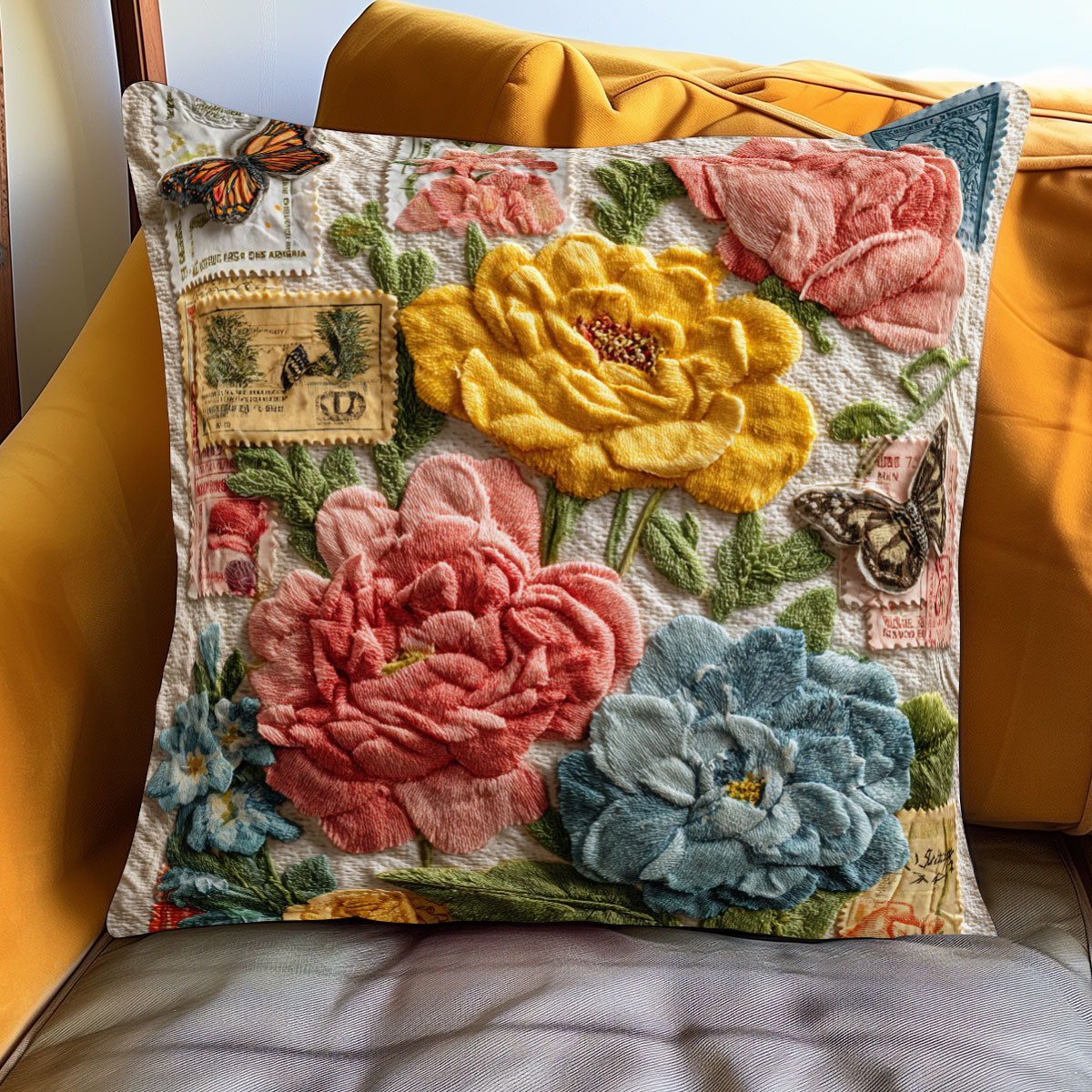 Floral Postmark Story WJ1001083CL Quilt Pillow Case