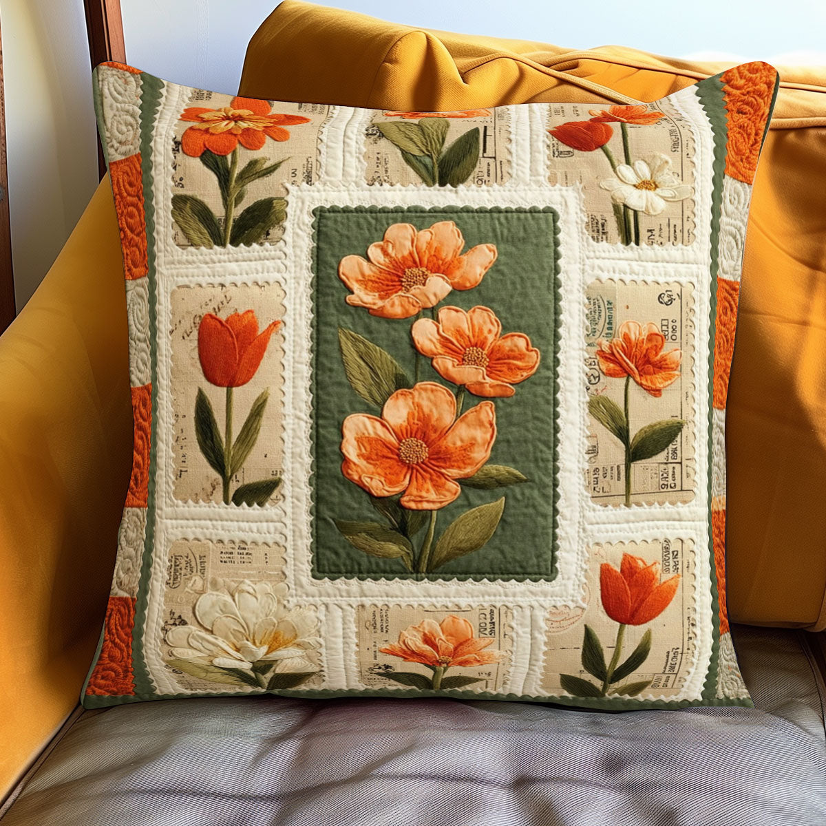 Floral Stamp Reverie WJ0901138CL Quilt Pillow Case