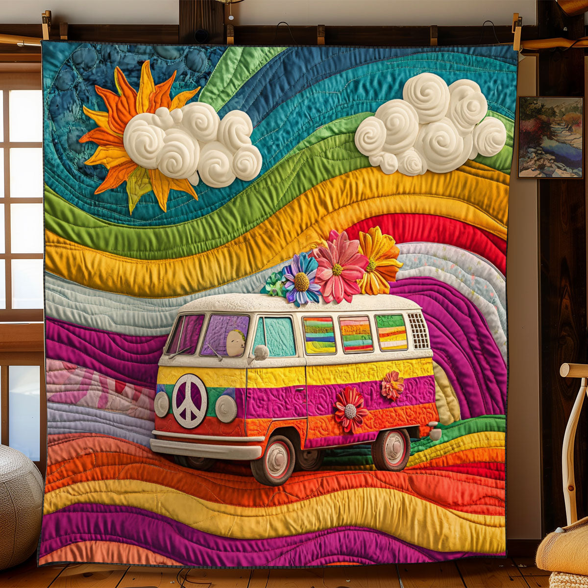 Flower Hippie Road WJ1301035CL Quilt