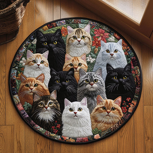 Fluffy Cat WJ0312447CL Quilted Round Mat