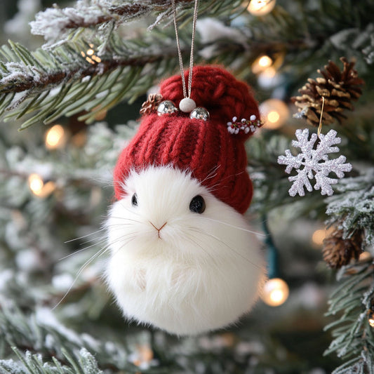 Fluffy Snow Bunny WJ1612032CL Christmas Ornament