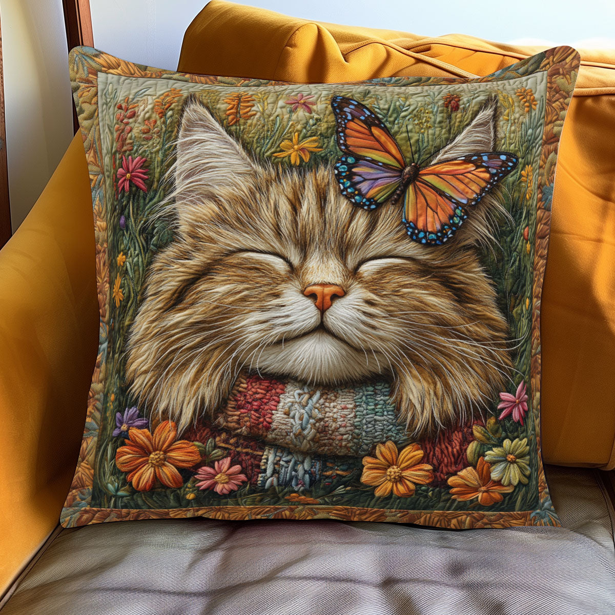 Fluttering Wing Cat WJ0901077CL Quilt Pillow Case