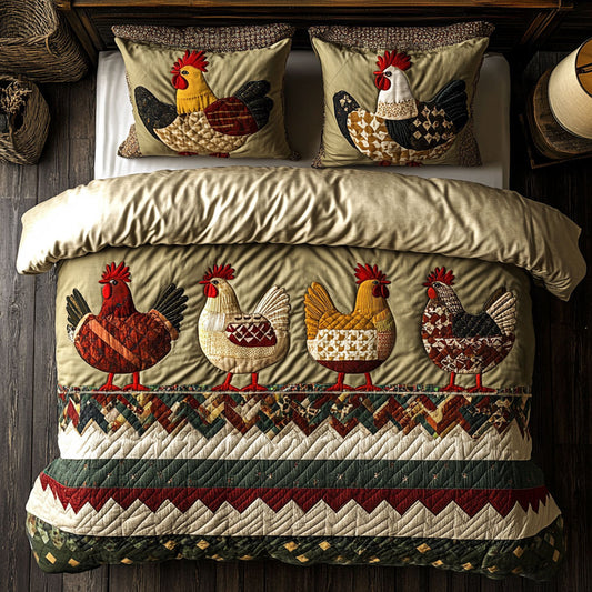 Folk Art Country Chicken WJ2711063CL Duvet Cover Set