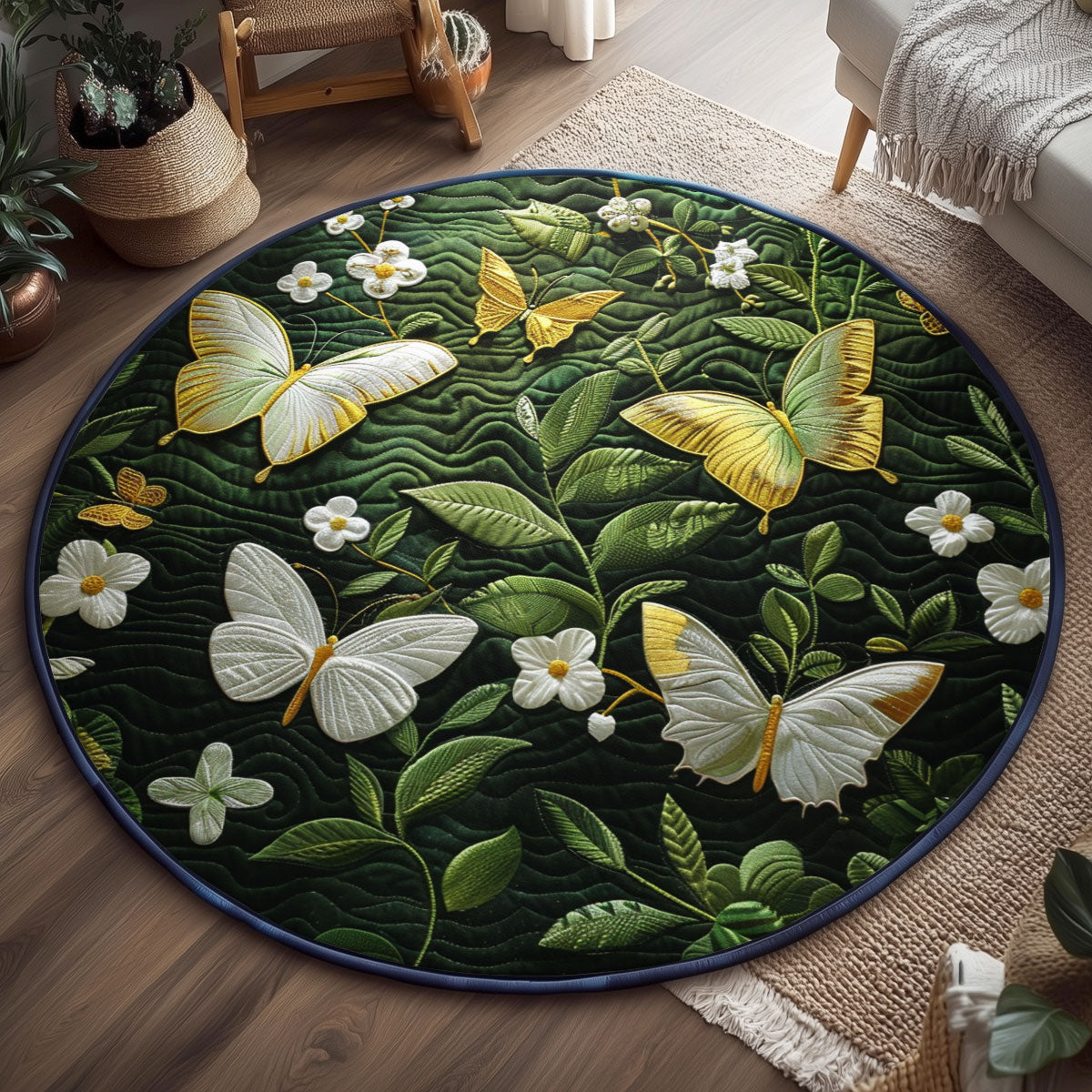 Forest Butterflies WJ1301127CL Quilted Round Mat