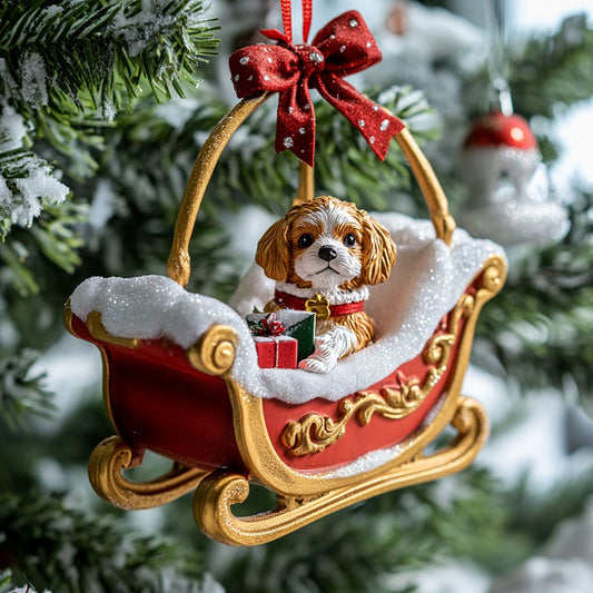 Gift Sleigh Pup WJ2611038CL Christmas Ornament