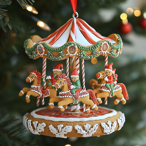 Gingerbread Carousel WJ0312370CL Christmas Ornament