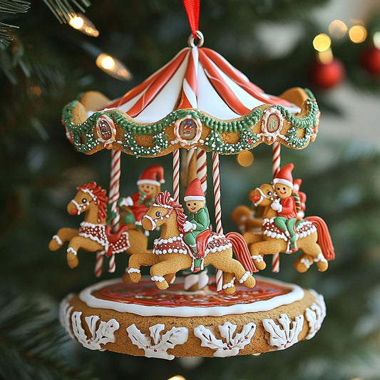 Gingerbread Carousel WJ0312370CL Christmas Ornament