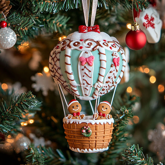 Gingerbread Hot Air Balloon WJ0312374CL Christmas Ornament