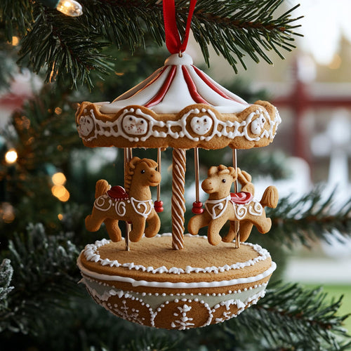 Gingerbread Merry Carousel WJ0312376CL Christmas Ornament