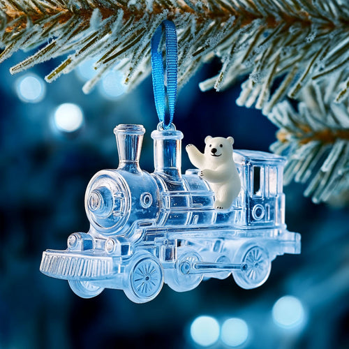 Glass Train Polar WJ2711155CL Christmas Ornament