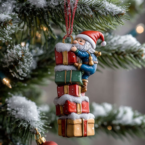 Gnome Gift Mountain WJ0312435CL Christmas Ornament