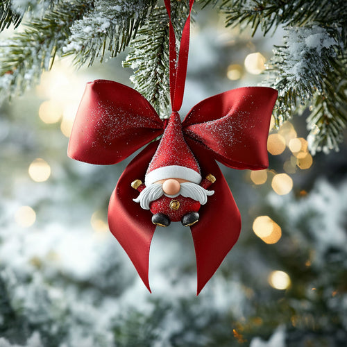 Gnome Santa Bow WJ2711130CL Christmas Ornament